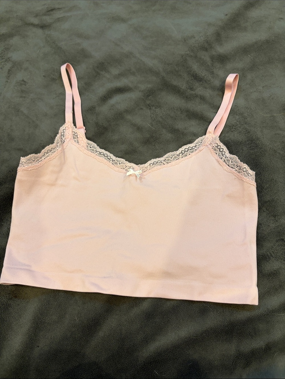 Aritzia Pale Pink Lace-Trim Bandeau Cami